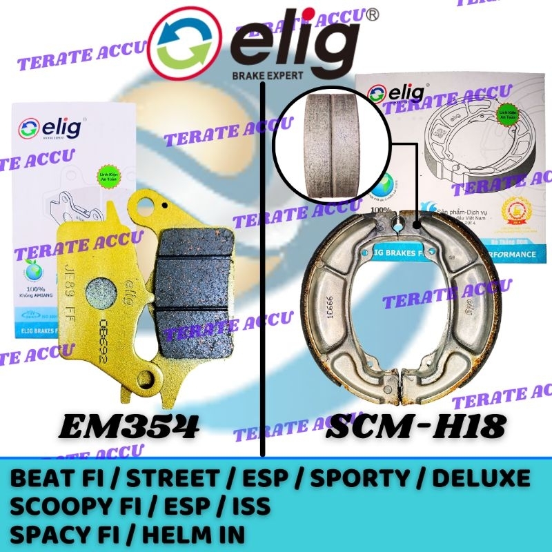 Kampas Rem Elig Depan Belakang Beat FI/ESP/POP/Street/Sporty/Deluxe, Scoopy FI/ESP/ISS, Vario