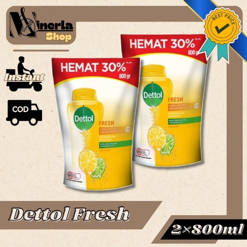 Dettol Sabun Cair Body Wash Fresh 800ml Refill TwinPack (Isi 2)