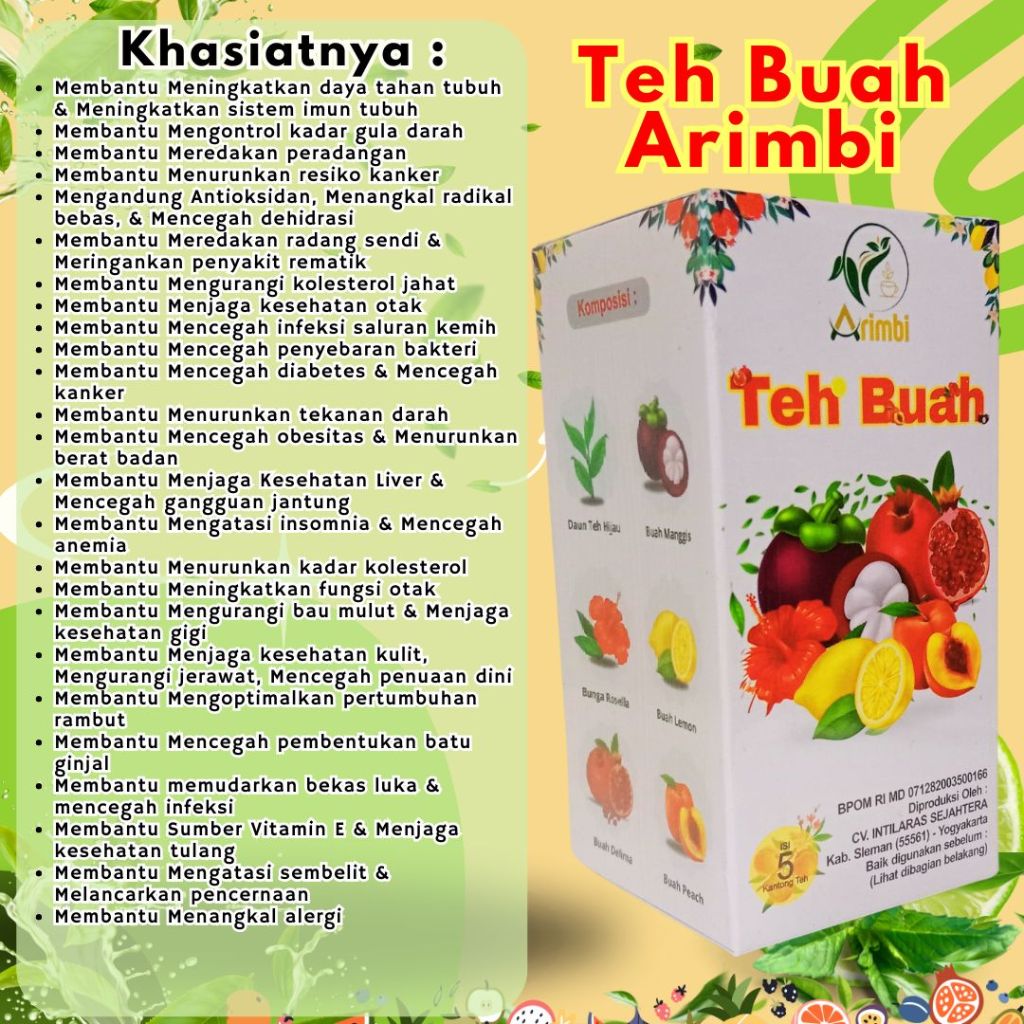 

Teh Buah Arimbi, Teh Arimbi, Teh Buah,Teh Buah Untuk Membantu Menjaga berat badan,Teh Buah Untuk Membantu memudarkan bekas luka,Teh Buah Untuk Membantu mencegah infeksi,Teh Buah Untuk Membantu Meningkatkan sistem imun tubuh,
