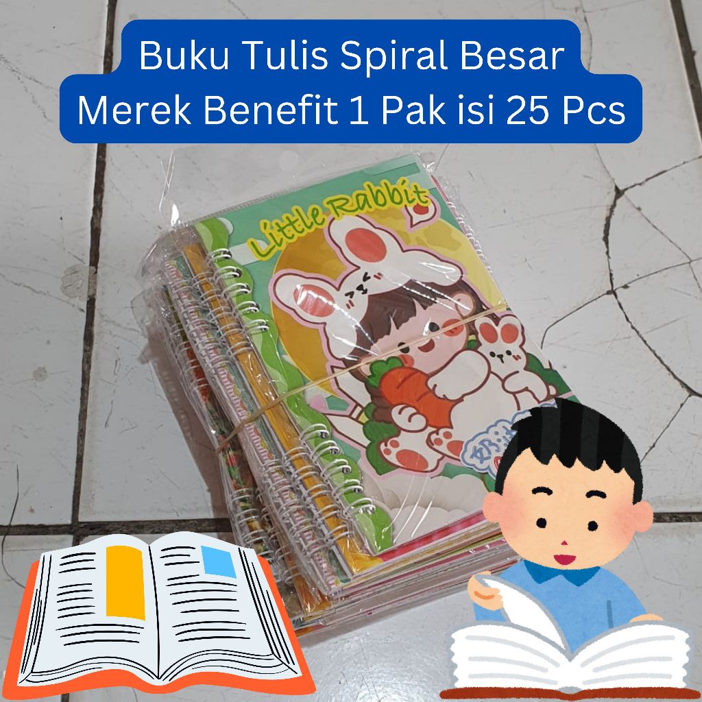 

BUKU TULIS SPIRAL BERGARIS BESAR MEREK BENEFIT 1 PAK 25 PCS