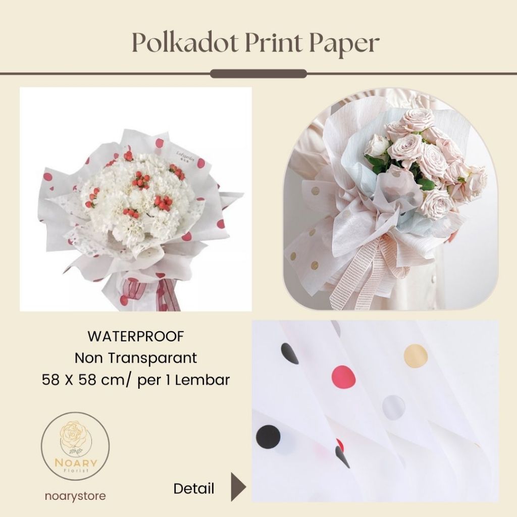 

POLKADOT PRINT PAPER / Flower Wrapping / Cellophane / Wrap / Kertas Bunga / Kertas Kado / Flower Paper