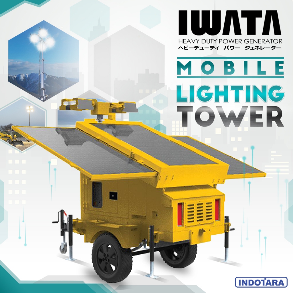 Mobile Solar Light Tower / Lampu Sorot Solar Panel 4×335W - IWATA SP400