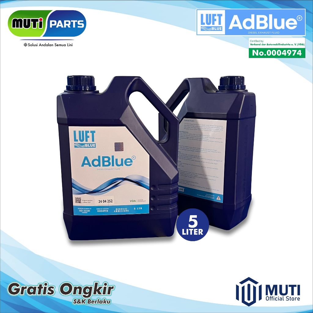 Adblue 5 Liter Cairan Diesel Exhaust Fluid Luft Blue DEF Luftblue DEF