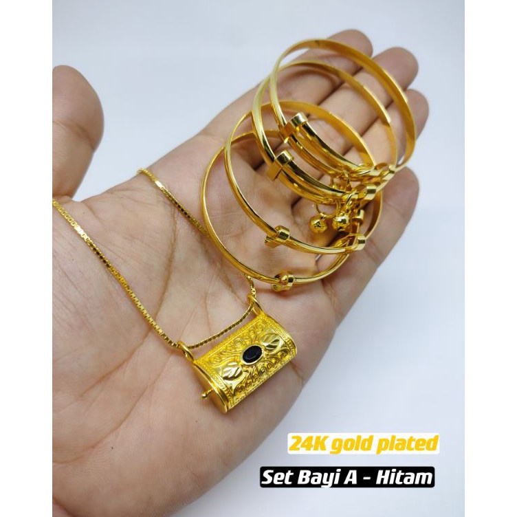 KODE G16C Set Bayi 3 bulanan gelang kalung liotin xuping lapis emas 24 karat