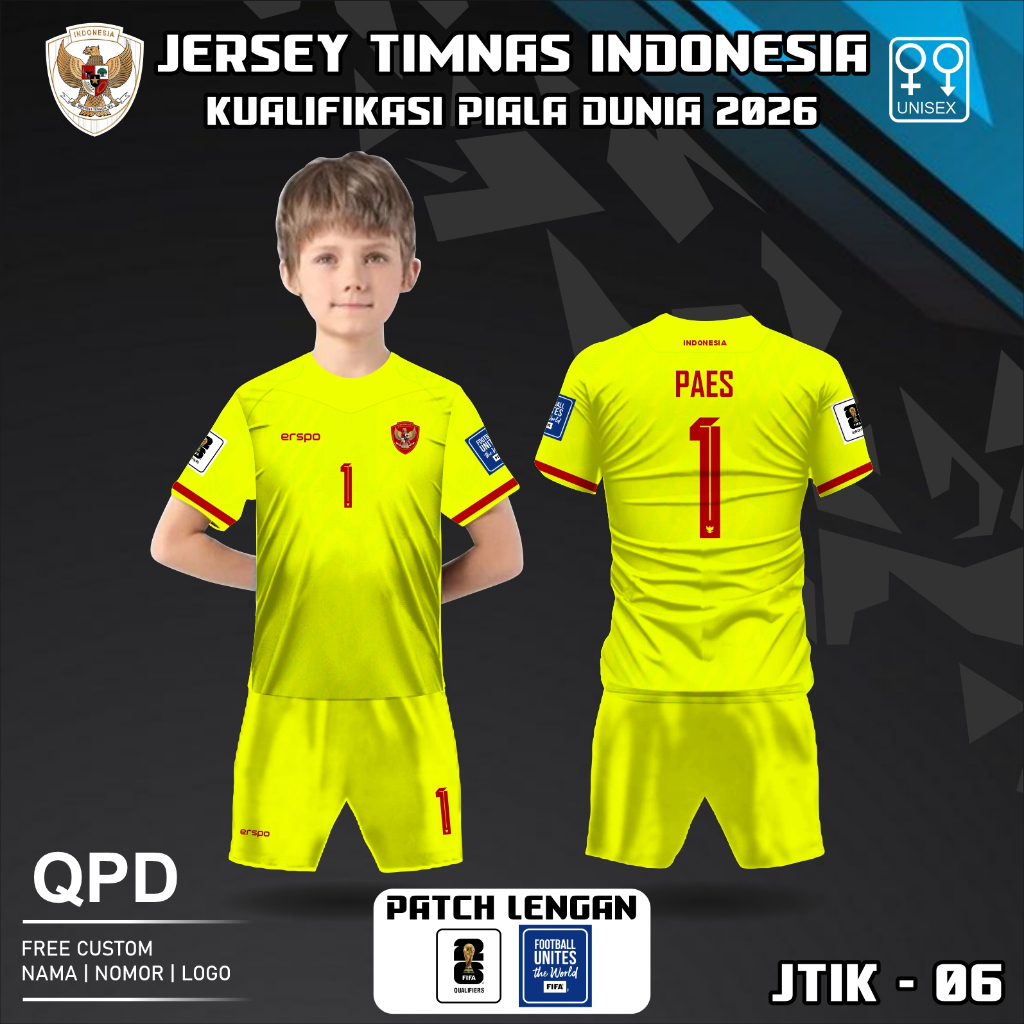Setelan jersey kiper anak kaos sepak bola timnas indonesia terbaru