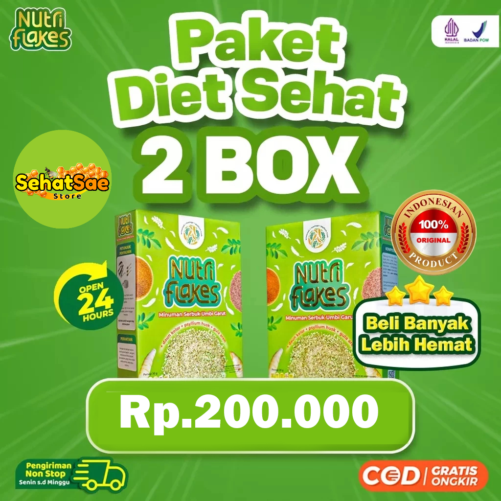 

Paket 2 Box Nutriflakes : Nutrisi Alami dari Umbi Garut untuk Kesehatan Lambung Isi 200 Gram