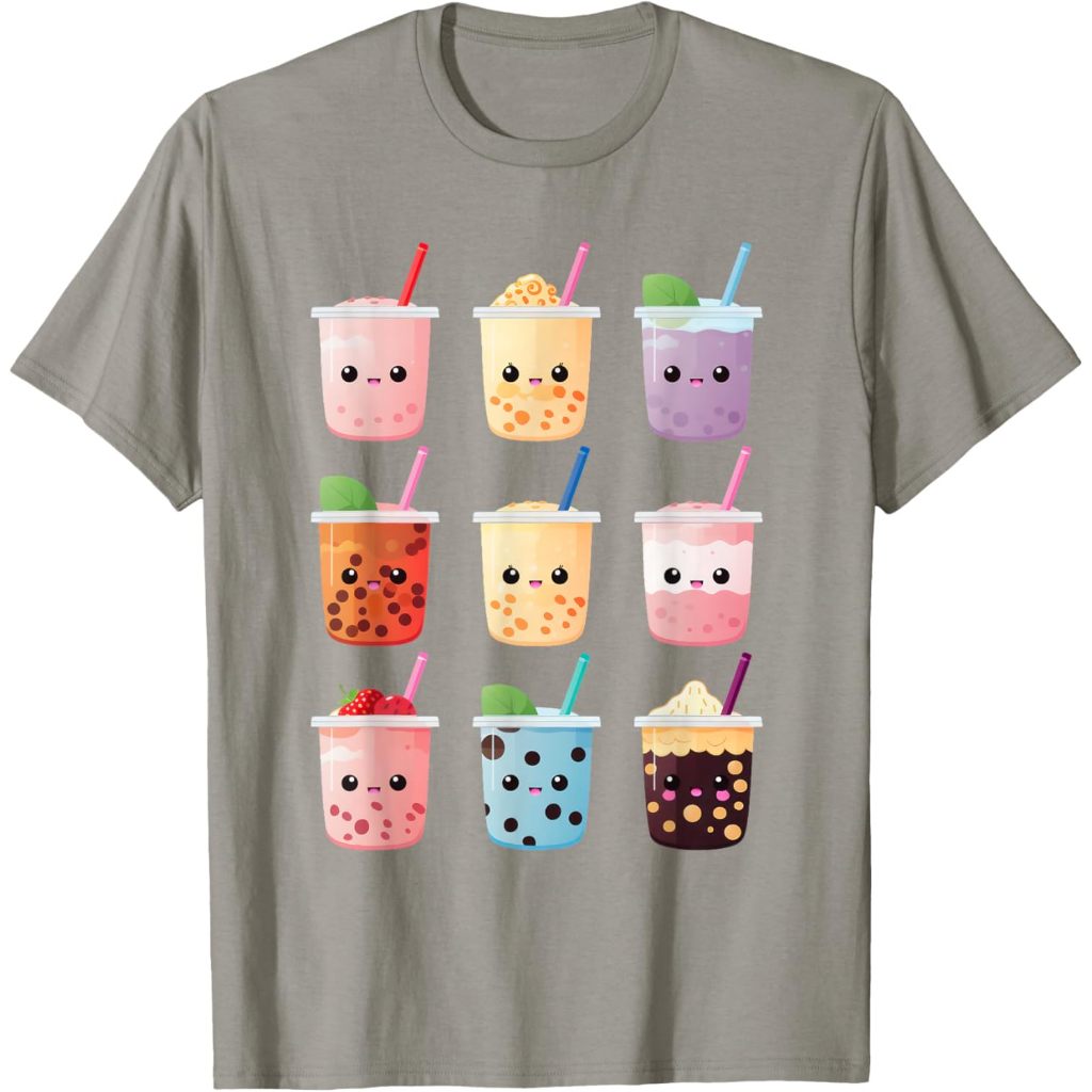 Kaos Anak Kawaii Bubble Tea Boba Tea Lover T-Shirt Pakaian Fashion Baju Atasan Anak Laki Perempuan C