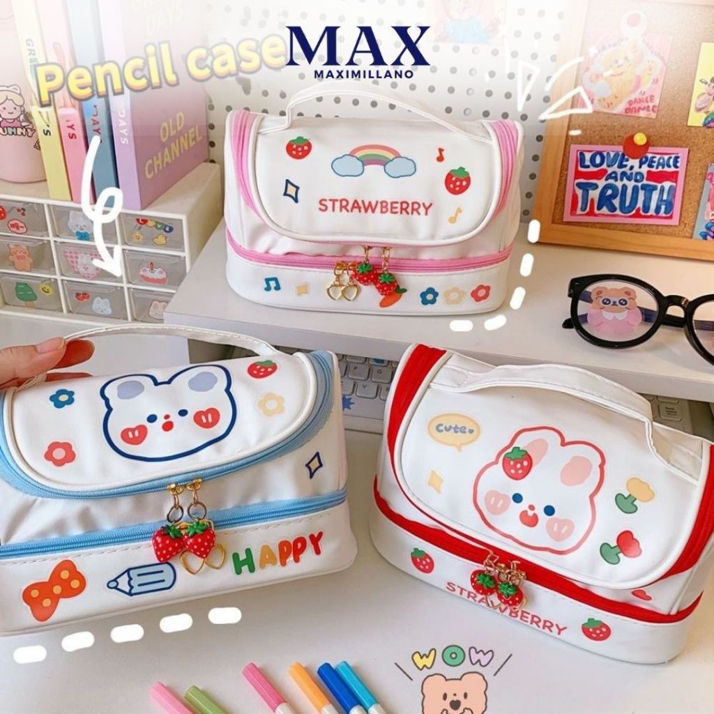 

Tempat pensil anak murah anti air kanvas/ Kotak pensil 2 risleting / Tempat Pensil motif Kartun Zipper