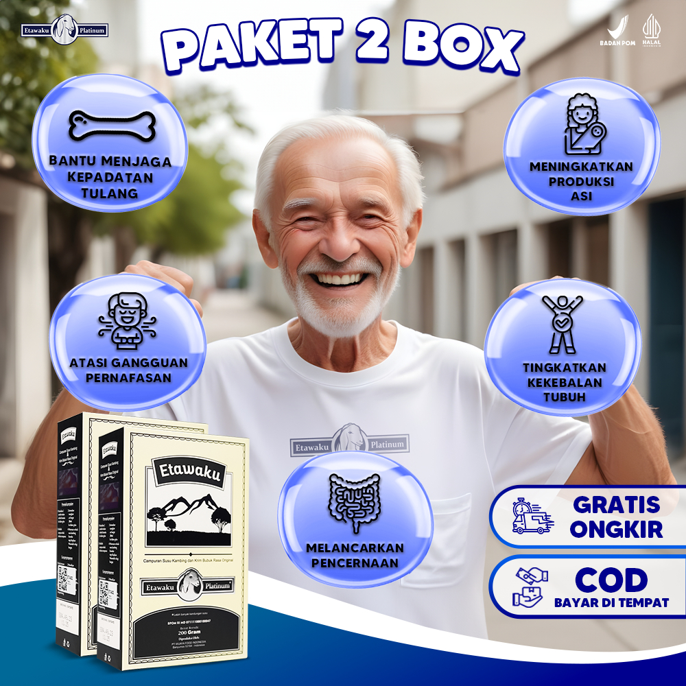 

Etawaku Platinum Paket 2 Box - Susu Kambing Etawa Murni + Krimer Bubuk yang Berkhasiat Tinggi Memiliki Kandungan Protein dan Vitamin 200 Gram