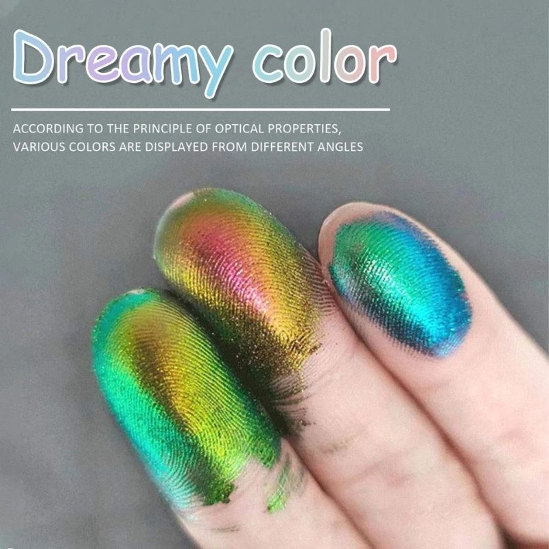 Pewarna Bubuk Mirror Chrome Shimmer Chameleon Bunglon Aurora Glitter Powder Untuk Resin Nail Art Sli