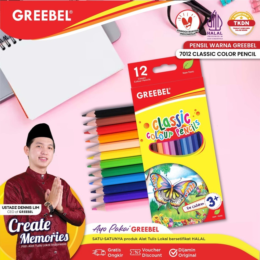 

PENSIL WARNA 12 WARNA PANJANG (7012) CLASSIC COLOR PENCILS