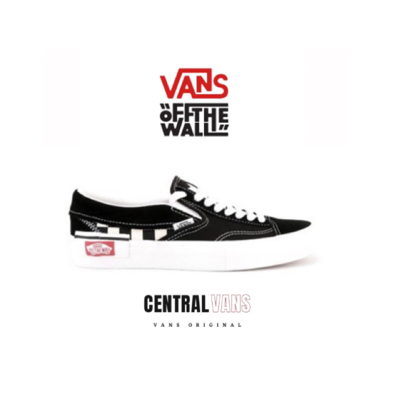 VANS CHECKERBOARD SLIP ON CUT & PASTE BLACK WHITE || SEPATU VANS 100% ORIGINAL