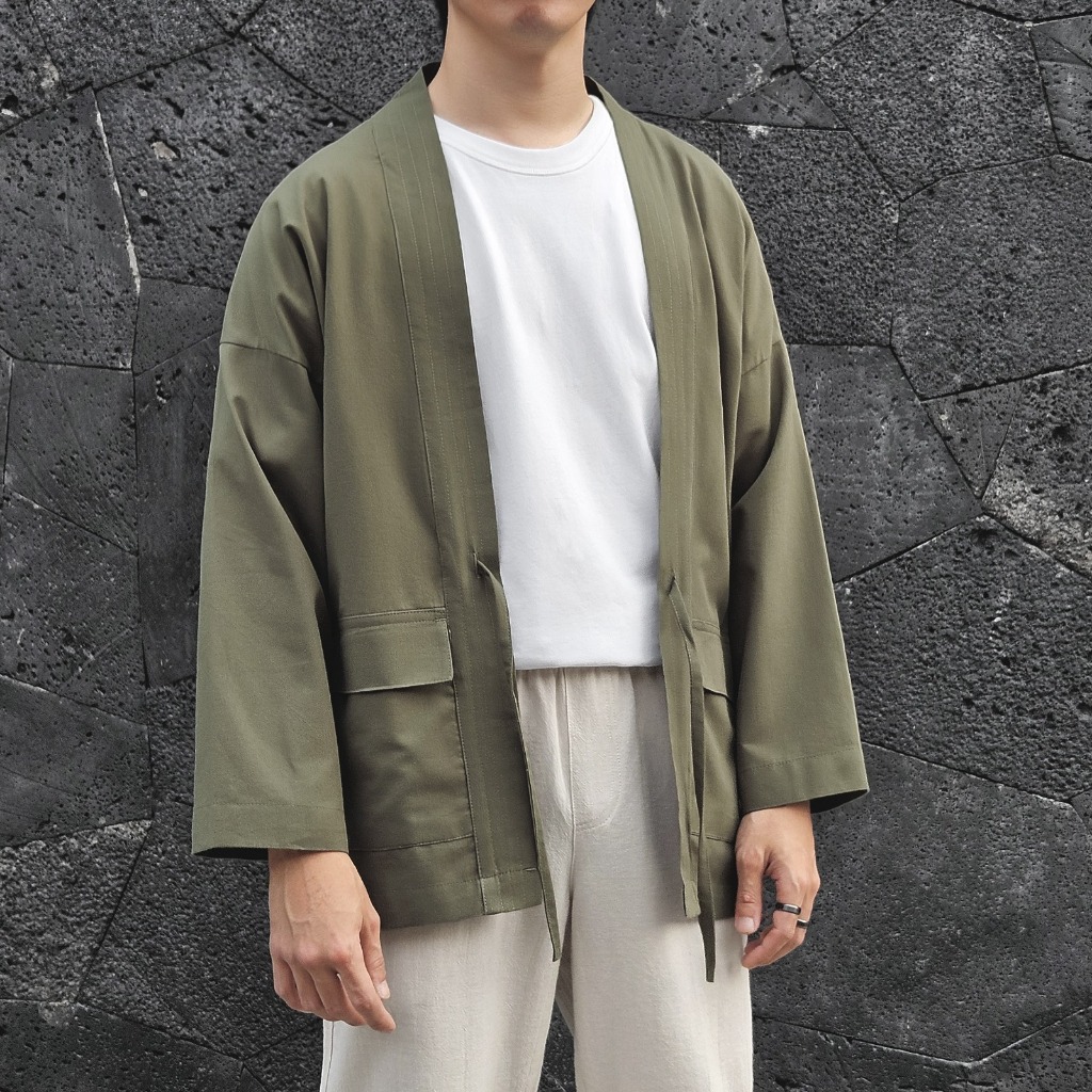 UFORMELL Shinoda Oversized Casual Kimono Army Green [ Kimono Casual Pria ]