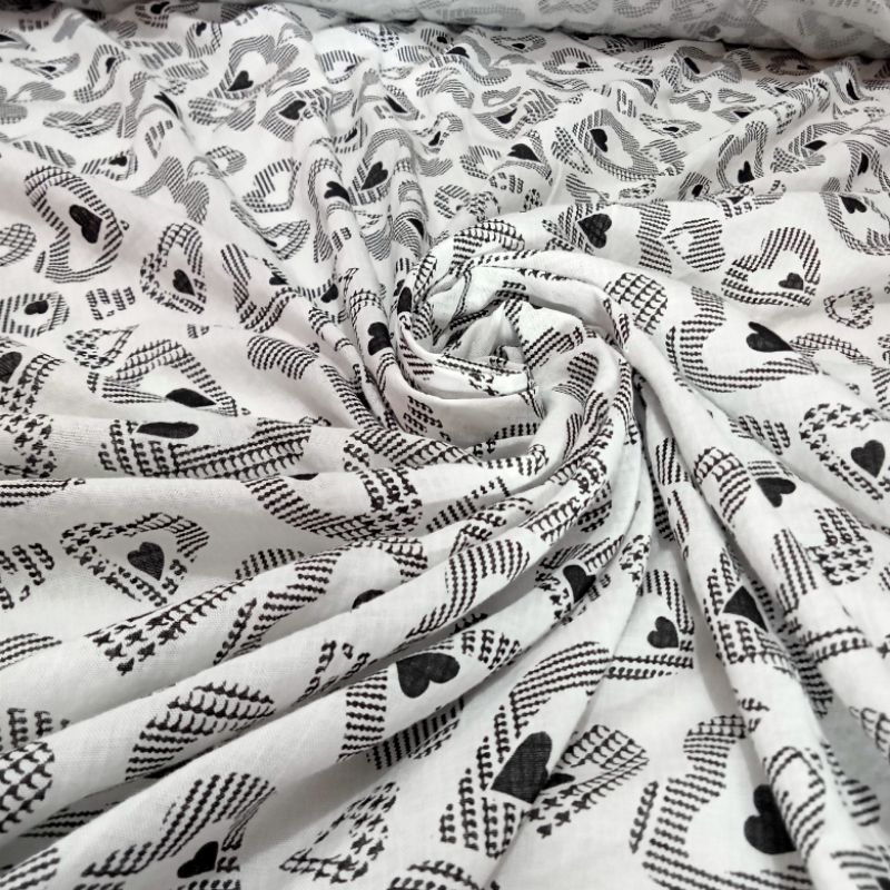 Kain Katun Paris Motif Love Import - kain Katun Motif - Kain Meteran TA | Harga Per Setengah Meter