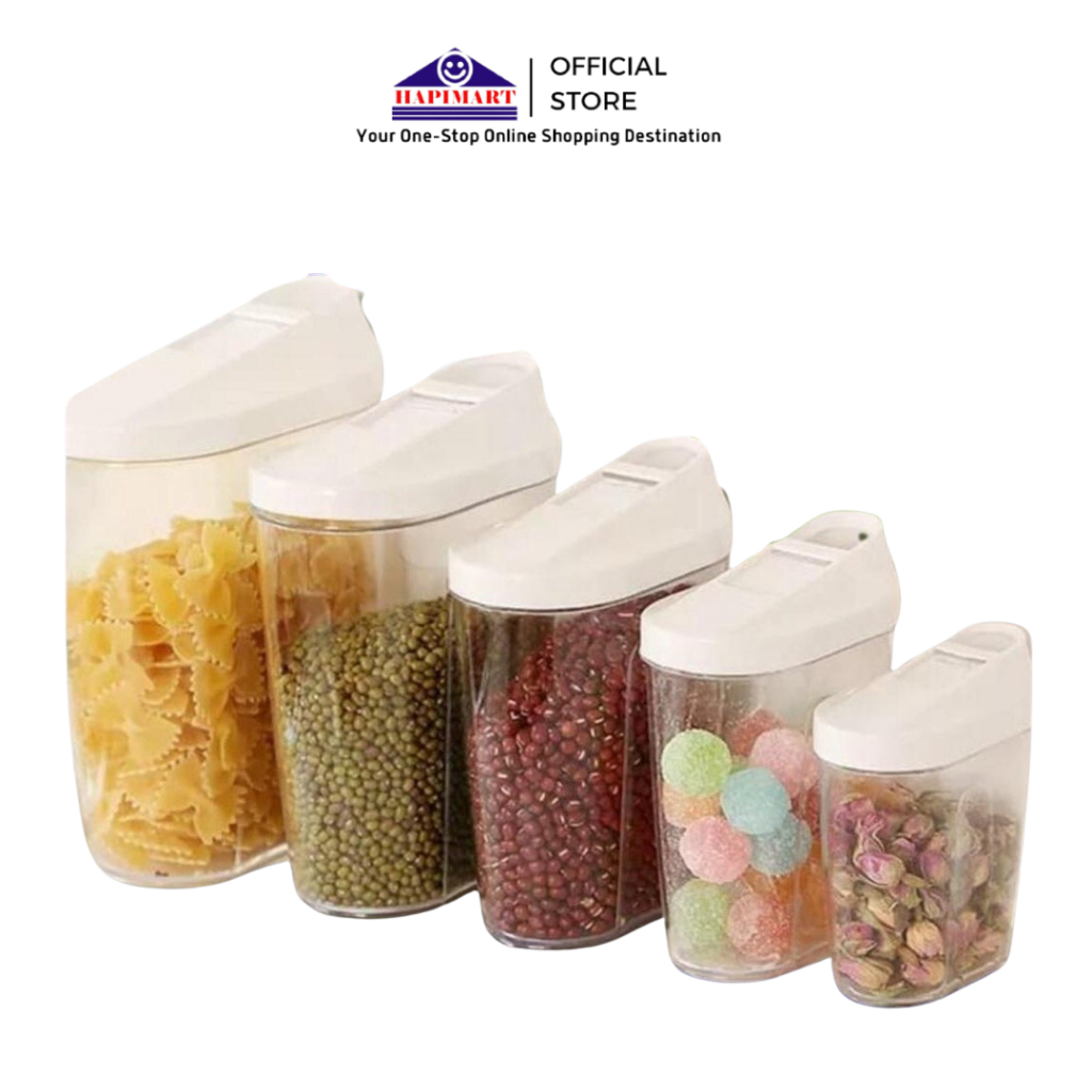 Toples Set 5 in 1 Polypropylene Wadah  Menyimpan Makananan Kedap Udara/Toples Kacang