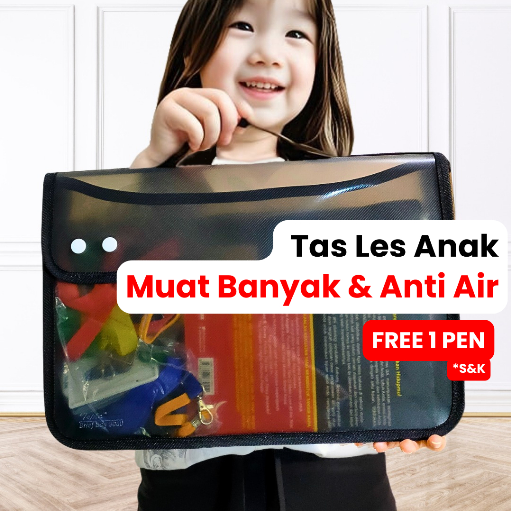Tas Les Anak Kancing BESAR ANTI AIR Perempuan Unisex Laki Laki Sekolah Ngaji SD TK Buku Plastik 3080