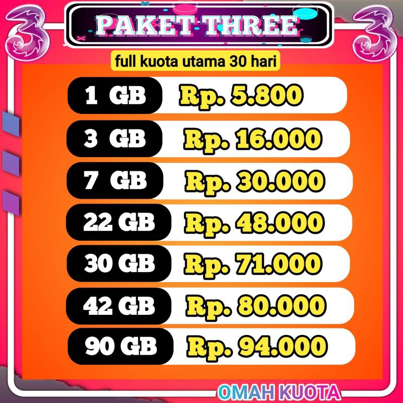 PROMO TERMURAH PAKET TRI 100GB FULL UTAMA - PAKET DATA KUOTA TRI 100GB || 80GB || 70GB