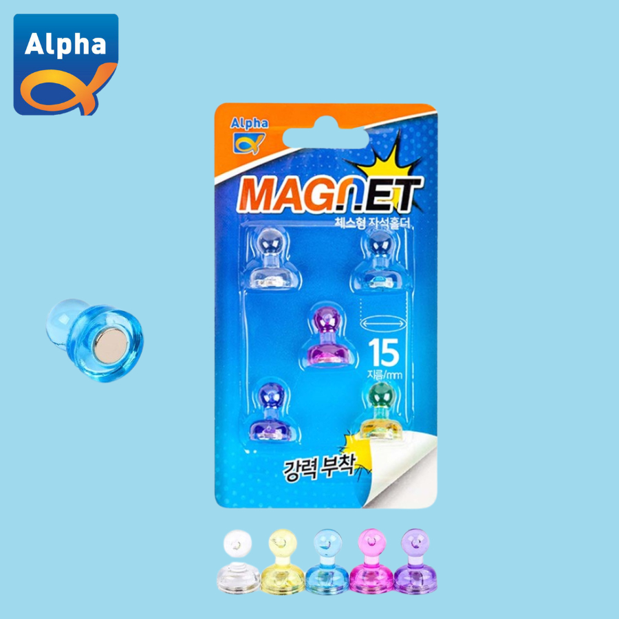 

[Alpha] Magnetic Holder Chess-Shaped 15mm 5pcs / Magnet Papan Tulis / Magnet Pin