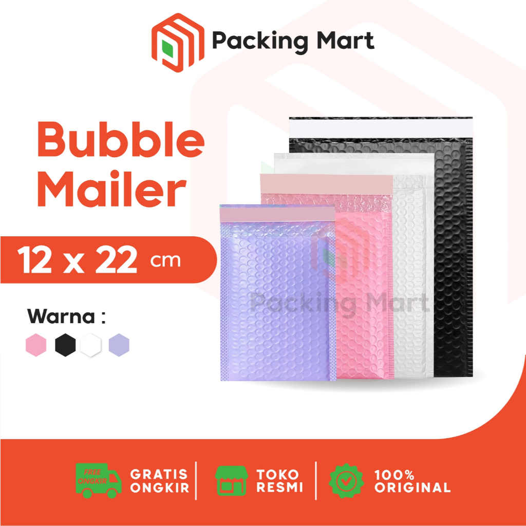 

Amplop Bubble Mailer 12x22 cm Packing Bag Bubble Kantong Plastik