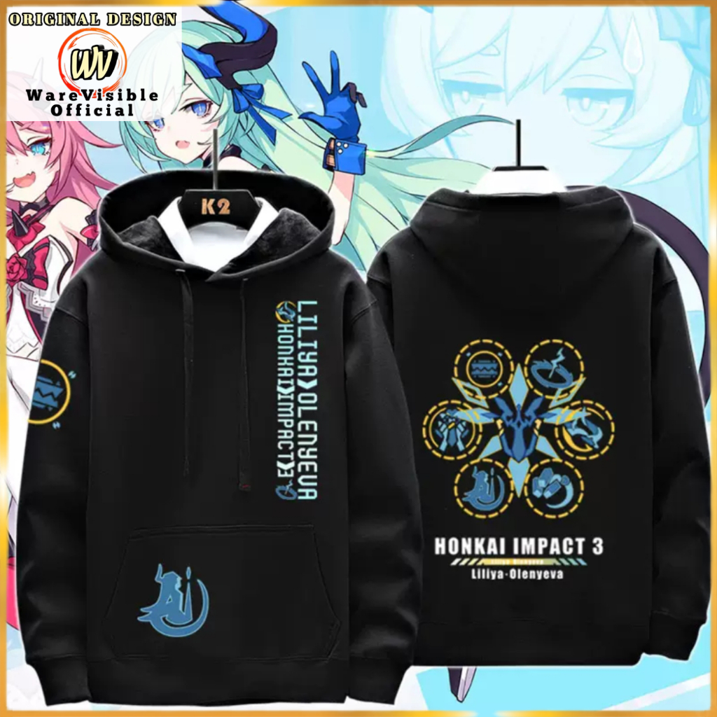 WareVisible Jacket Hoodie Pullover LILIYA HONKAI Oversize Korean Style Unisex Jacket Fleece