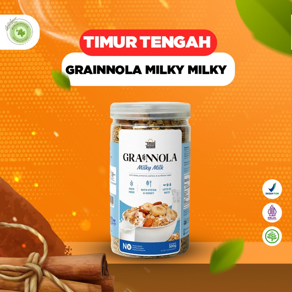 

Granola Timur Tengah - Grainnola Milky Milk - Sarapan Sehat Rendah Kalori 500gram