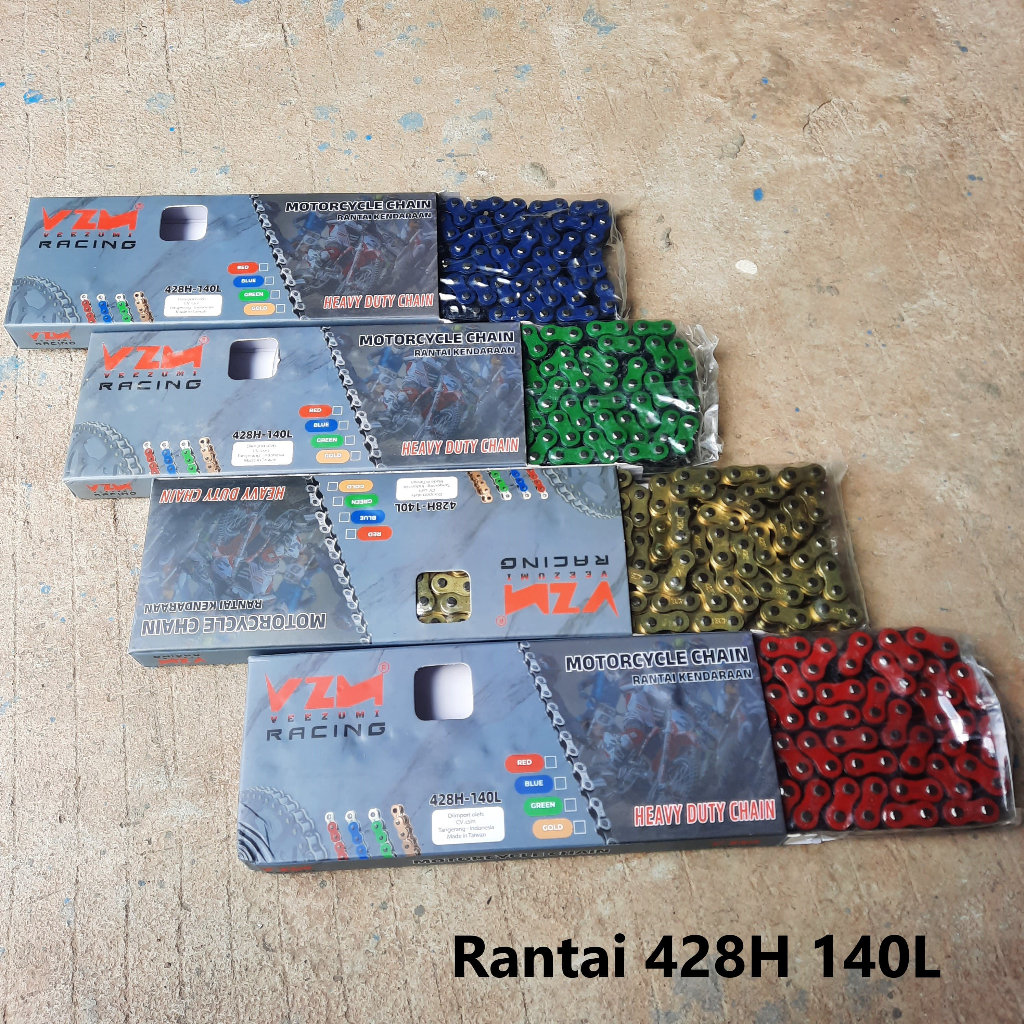 Rantai 428H 140L, Rantai 520H 130L VZM Racing Gold Merah Biru Hijau