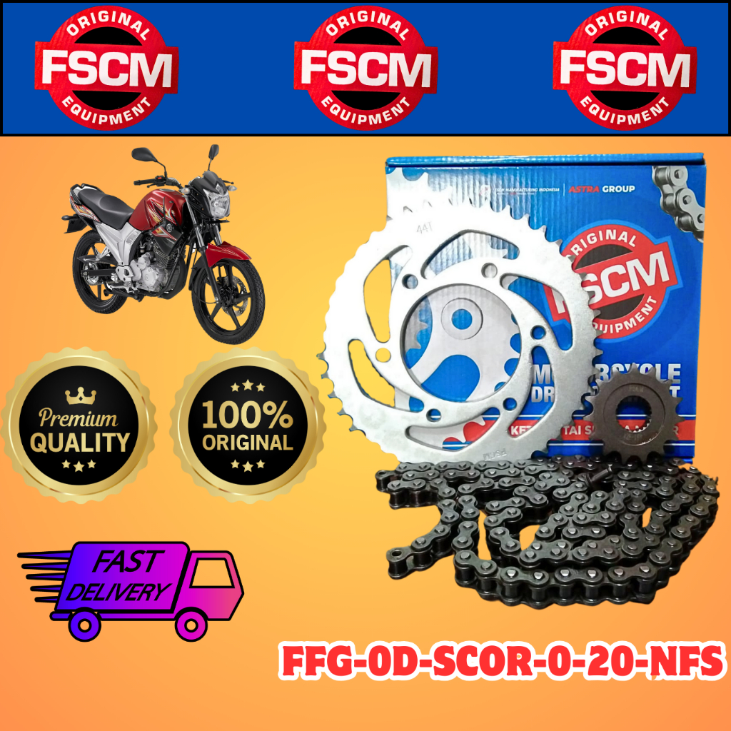 Gir Set , Gear Set Motor Yamaha Scorpio , Scorpio Z FSCM ORI 1 SET GIR DEPAN BELAKANG PLUS RANTAI