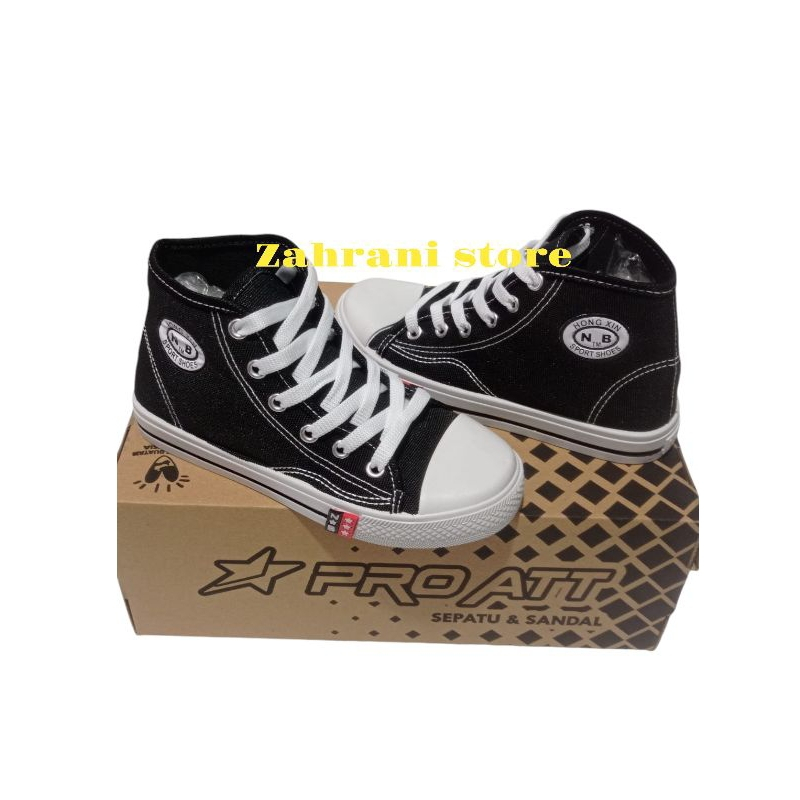 sekolah warrior hitam Sepatu sekolah warrior NB hitam putih Both tinggi tali & perekat laki-laki per