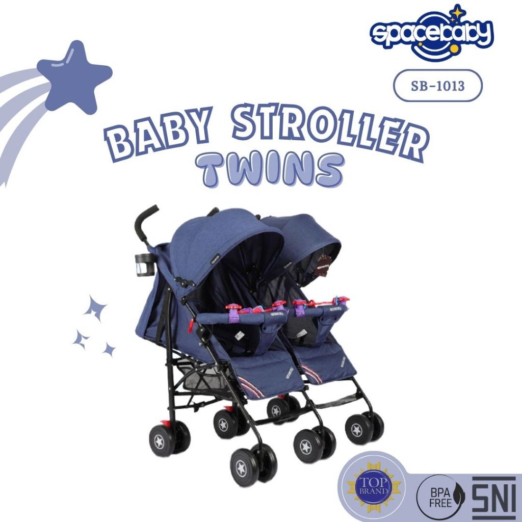 Spacebaby Baby Stroller Twins Kereta Dorong Bayi Kembar SB 1013