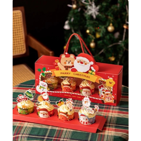 

10 Pcs Box Natal Cupcake Isi 4