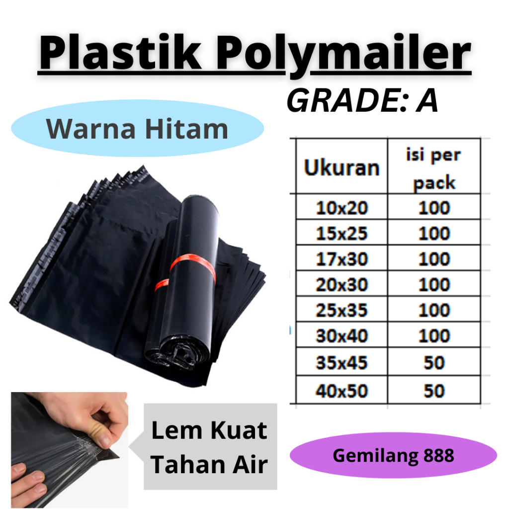 

Plastik Polymailer uk 17x30 (100pcs), Plastik Packing Lem silver, Plastik lem