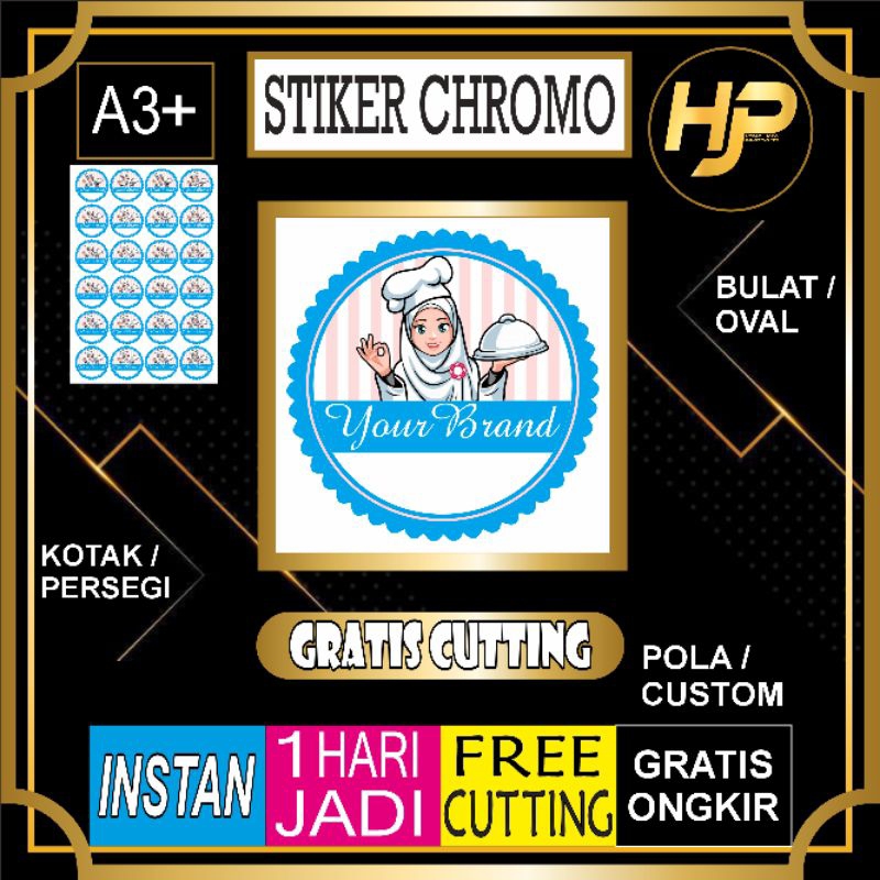 

cetak sticker chromo A3+ / print & cut stiker A3 CROMO LABEL KEMASAN, PRODUK,Harga tergantung kelipatan mohon tanyakan dahulu sebelum order