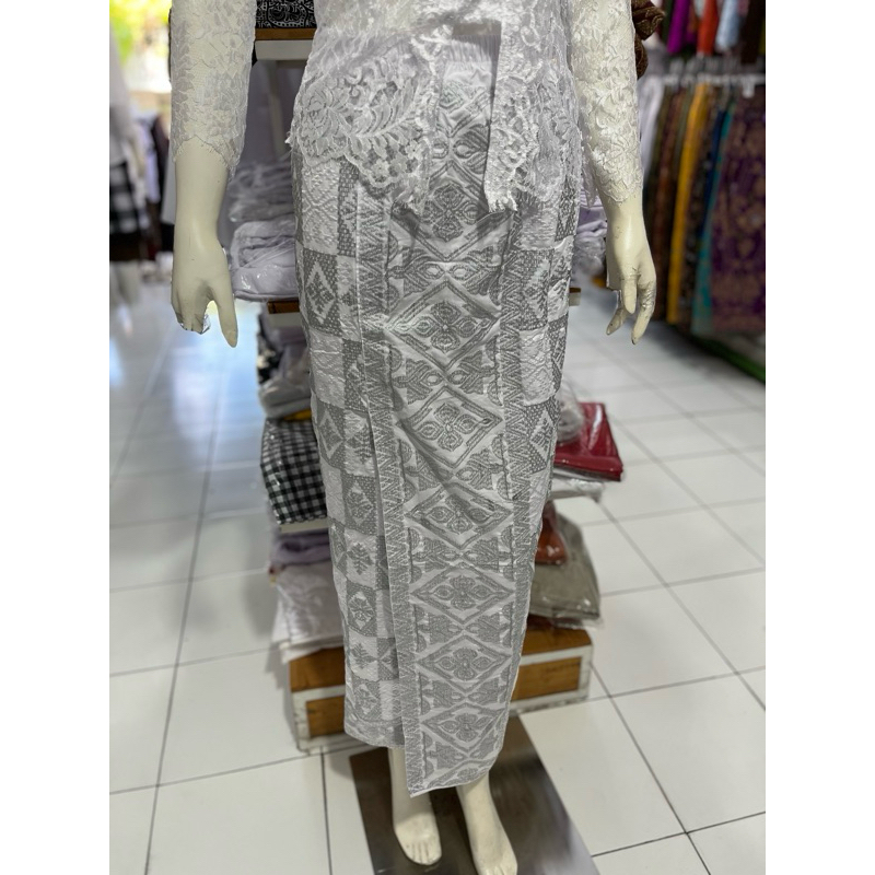 KAMEN JADI BORDIR FULL STRAIT WARNA PUTIH SILVER