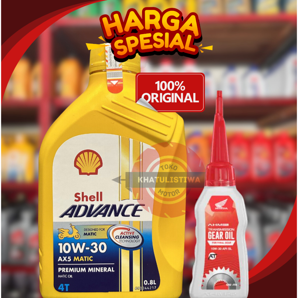 [PAKET OLI] OLI SHELL AX 5 MATIC AX5 MATIC 800 ML + OLI GEAR HONDA AHM ASLI ORIGINAL
