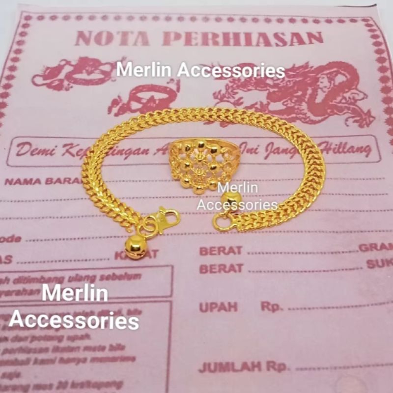 Gelang Tikar Free Cincin Dubai Titanium Lapis Emas 24k anti Luntur dan Karat