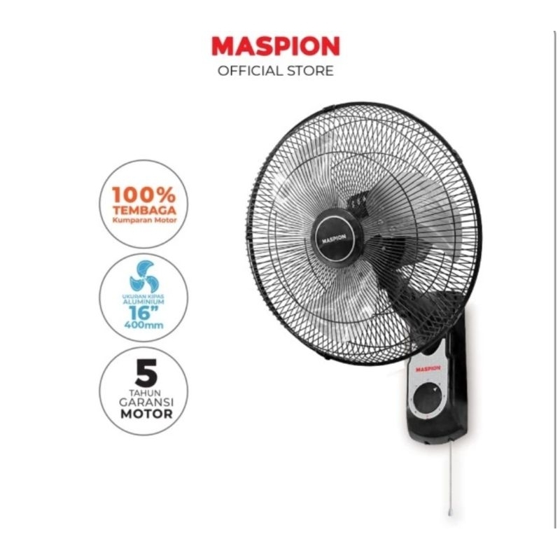 Maspion Power Wall Fan 16 Inch Baling Besi MWF 1609 K / MWF1609K.
