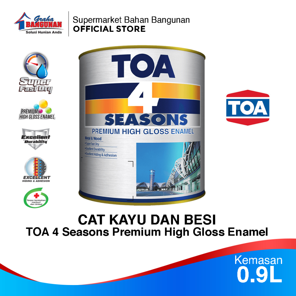 Cat Kayu dan Besi TOA 4 Seasons Premium High Gloss Enamel