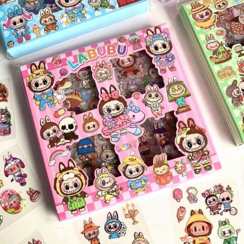 

Stiker Labubu 1 Box isi 100 Pcs - Sticker Waterproof Anti Air Mainan Anak Tempel Kado Hadiah