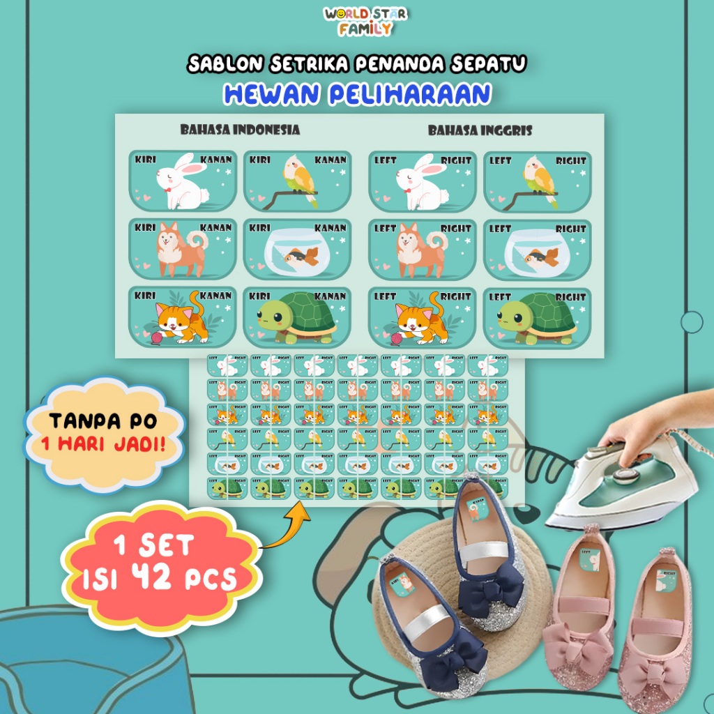 

WSF insole alas sepatu Kanan dan Kiri Label Insole Animal Lucu Insole sepatu anak Label Nama sepatu