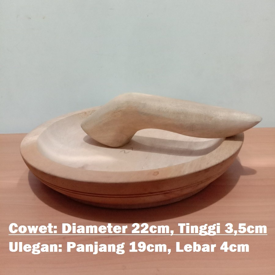 Paket Cobek 22cm + Ulegan 19cm, Cowet, Alat Membuat Sambal, ayam geprek, dlln.