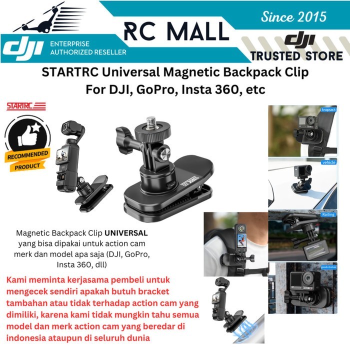 Magnetic Backpack Clip Mount Bracket Universal DJI Osmo Nano DJI Osmo 360 DJI Osmo Pocket 3 DJI Osmo