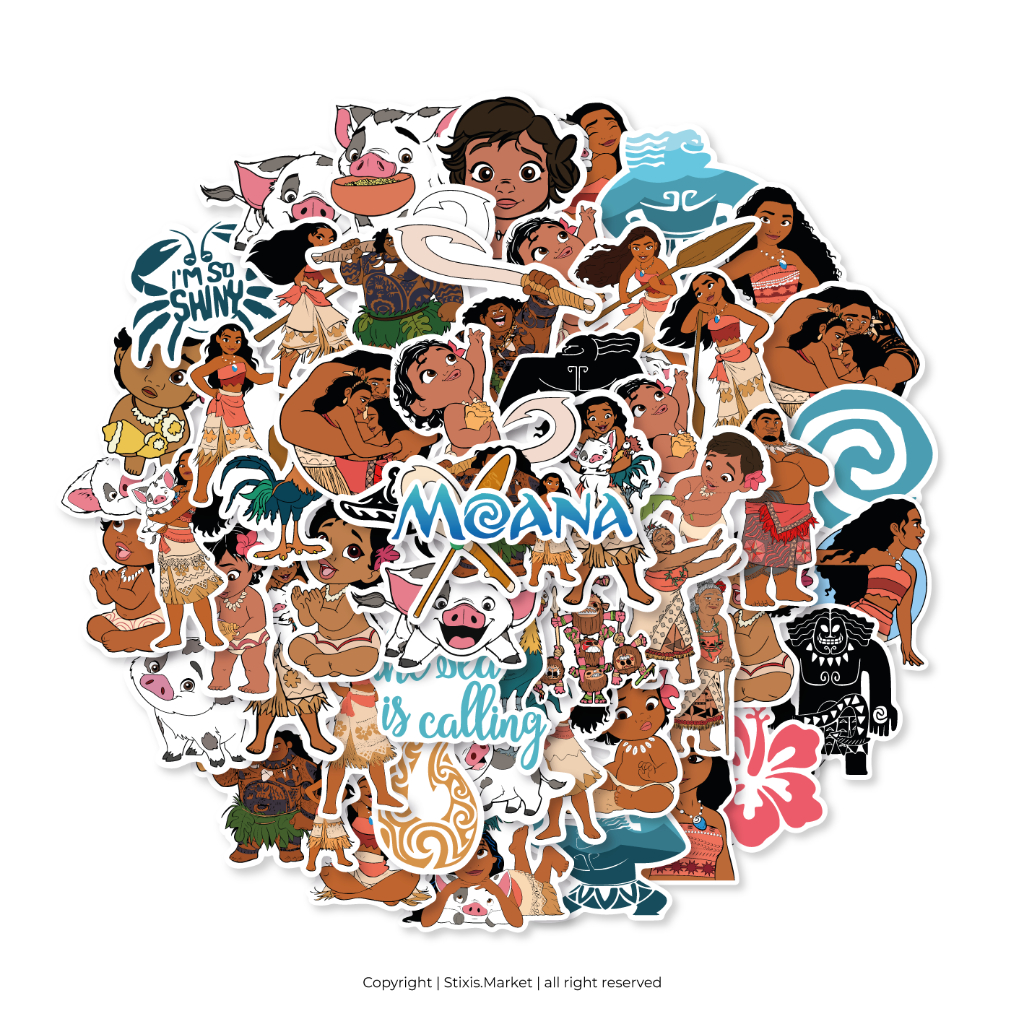 

[READY] STICKER PACK | MOANA CARTOON | 50 PCS | KISSCUT | WATERPROFF | STIXIS.MARKET