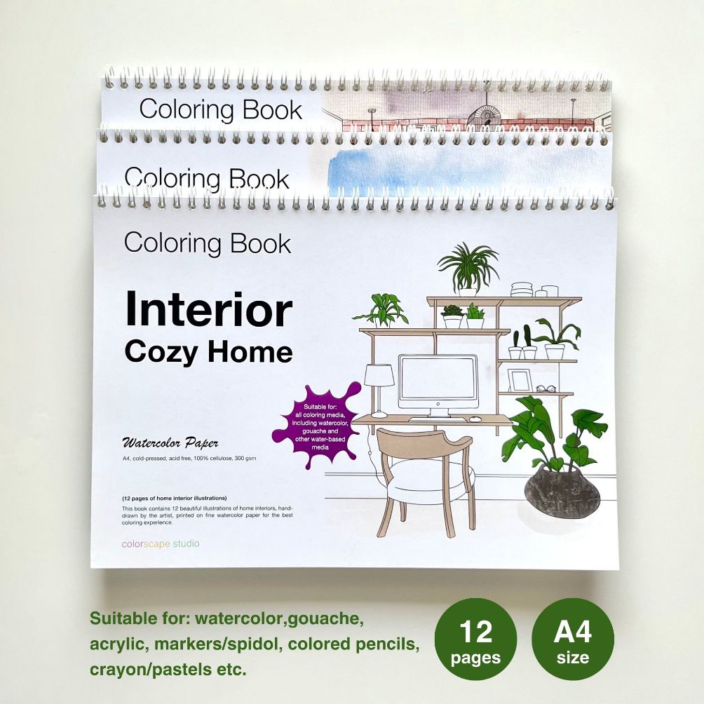 

KODE C74Q Colorscape Waterlor Mixed Media Coloring Book Interior Cozy Home Buku Mewarnai Dewasa