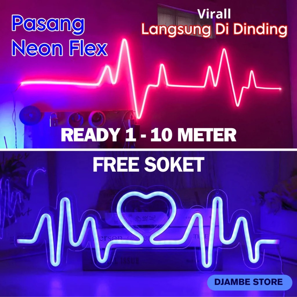 LAMPU TIDUR AESTHETIC KAMAR PINTAR NEON FLEX VIRAL 220V 1 - 5 METER SIAP PAKAI TINGGAL COLOK AJA