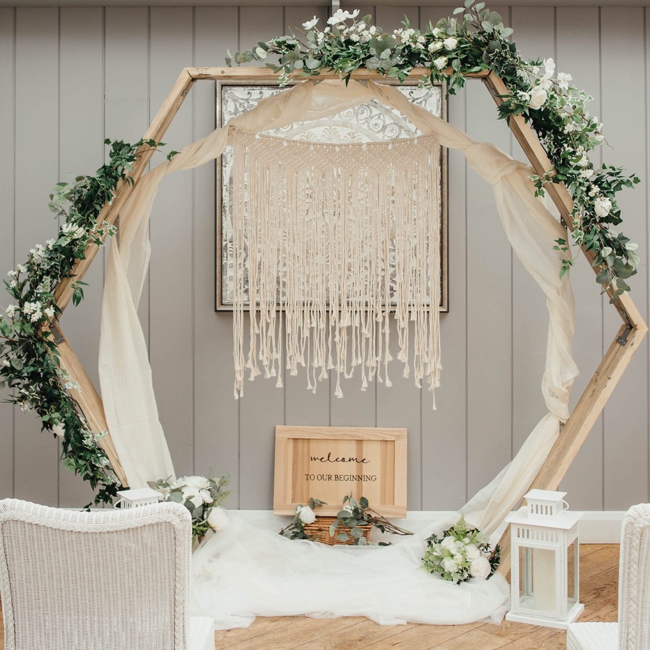 Kilat SET Backdrop Hexagon Wedding Rustic  Gawang Hexagonal Lamaran UKURAN dari kayu