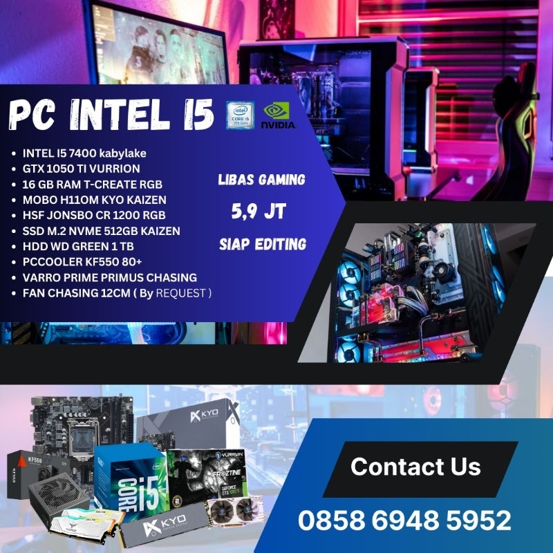 RAKIT PC GAMING EDITING INTEL I5 7400 