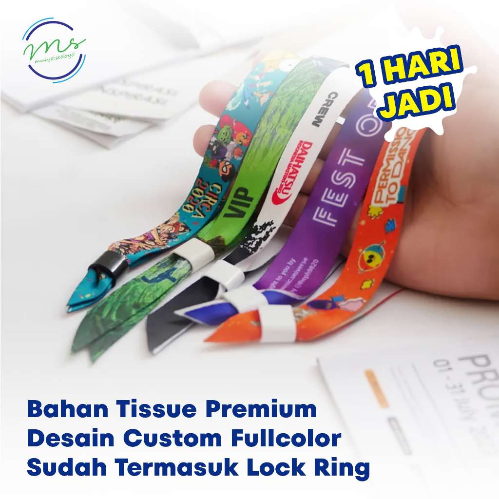 GELANG TIKET LANYARD / GELANG KONSER / GELANG TIKET / WRISTBAND / GELANG LANYARD BAHAN TISSUE PREMIU
