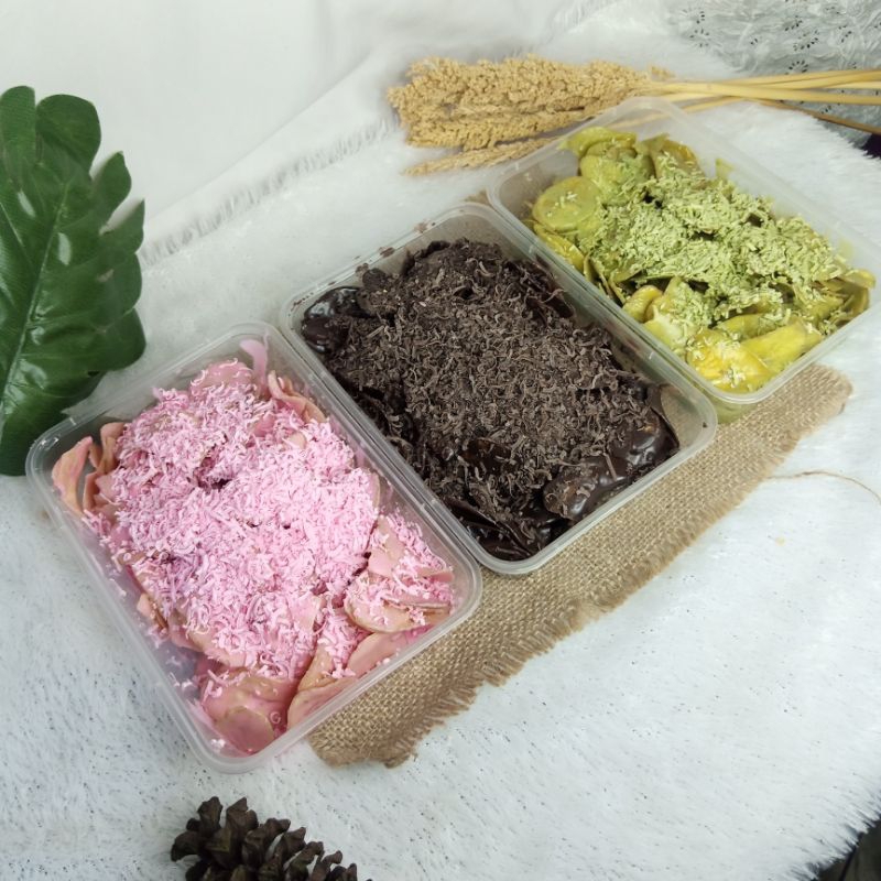 

keripik pisang coklat lumer premium paket tiga rasa kemasan thinwal 500ml 150gram