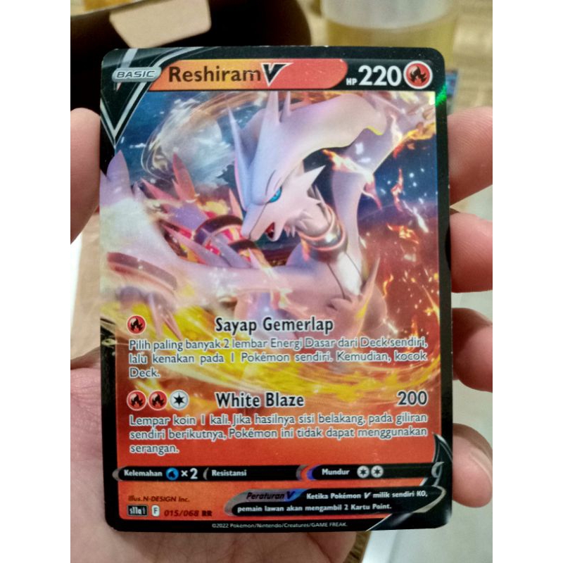 KARTU POKEMON RESHIRAM V RR INDONESIA WHITESPOT