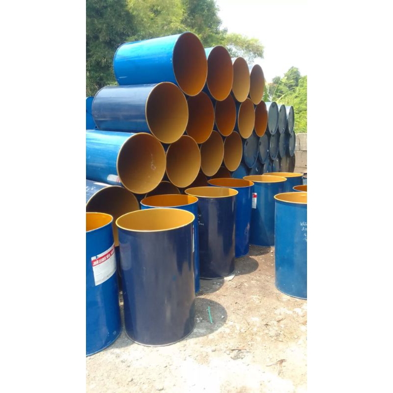 drum besi tutup lebar 200 liter/ drum sampah/ drum air/ drum tempat sampah/ gentong besi 200 liter